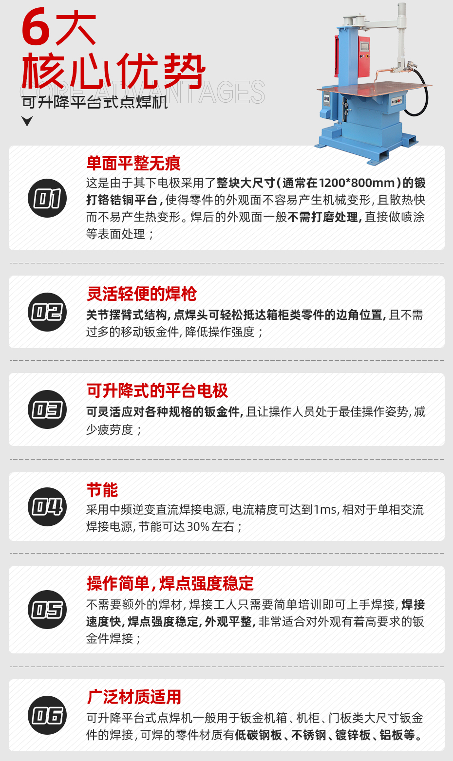 可升降平臺(tái)式點(diǎn)焊機(jī)詳情核心優(yōu)勢(shì)