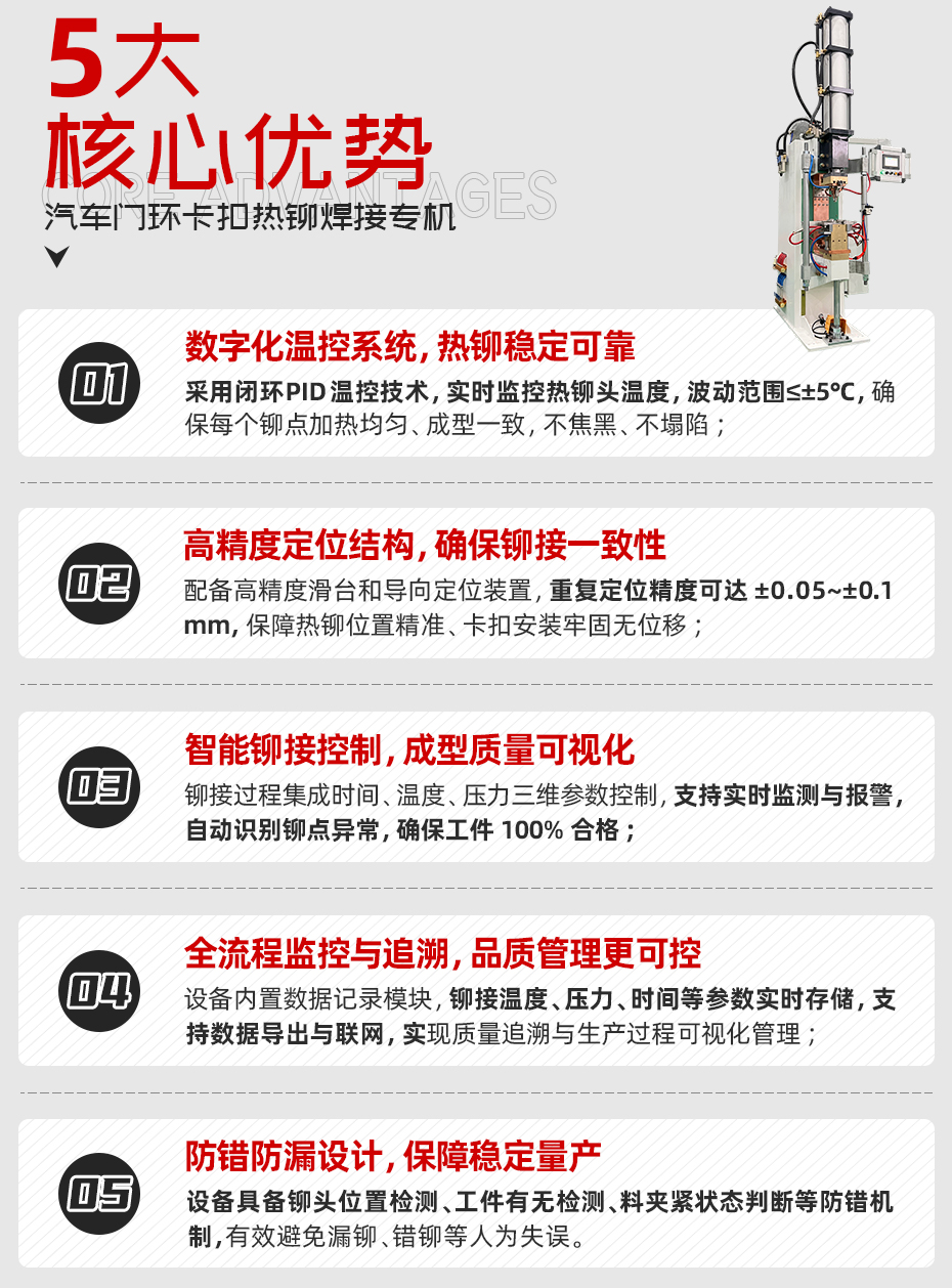 汽車門環卡扣熱鉚焊接專機詳情核心優勢